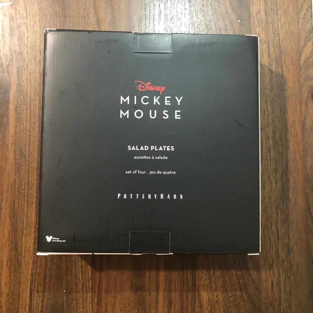 Pottery Barn Disney Mickey Mouse Stoneware Salad Plates Set of 4